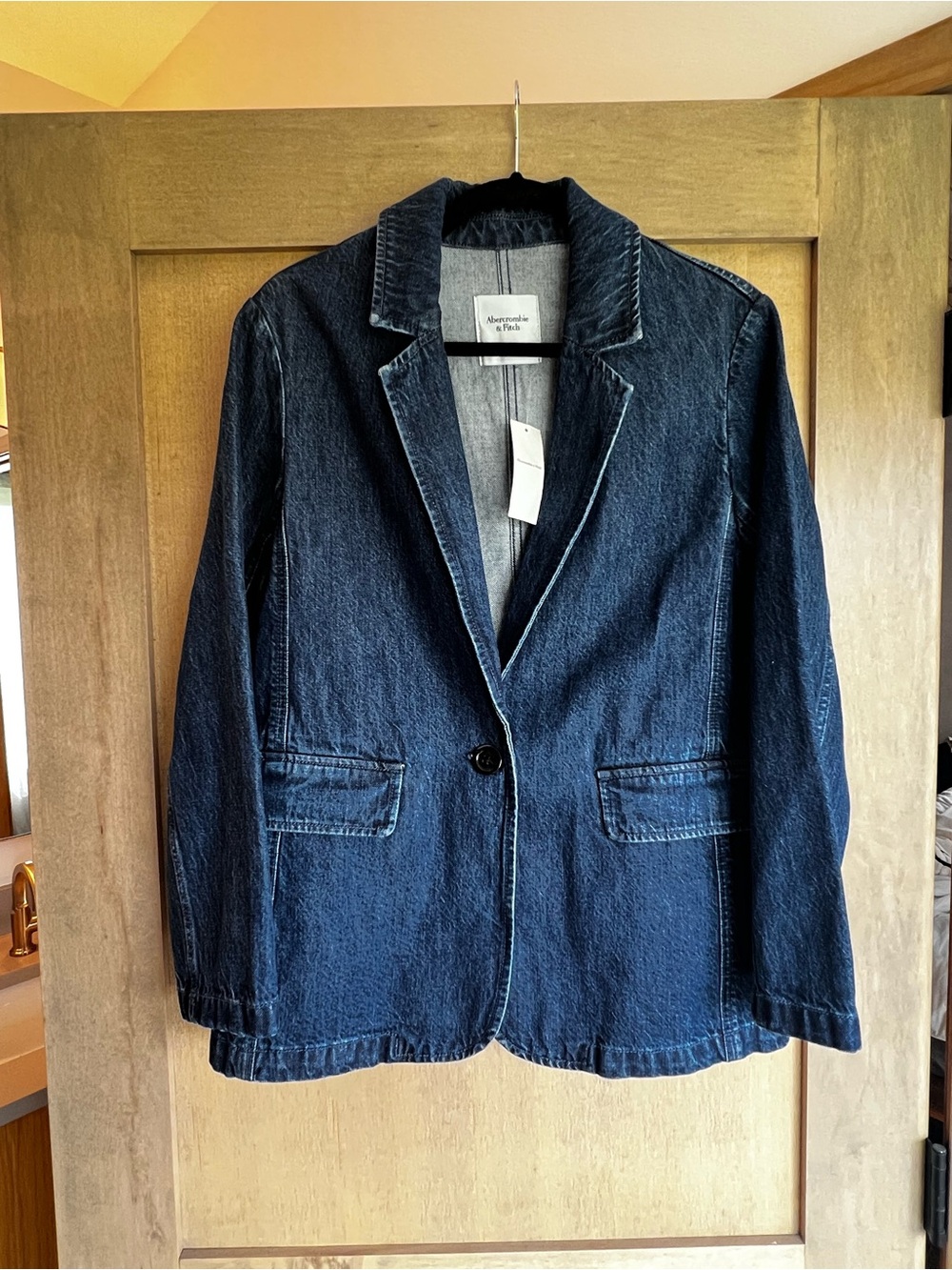 Abercrombie & Fitch Women's Dark Blue Denim Blazer